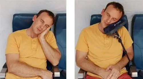 Подушка JetComfy похожа на гигантскую мягкую руку, которая поддерживает кивающую голову во время полета. фото с сайта travelgearreviews.com.
