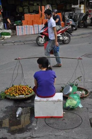 Придорожный продавец фруктов в Ханое.
