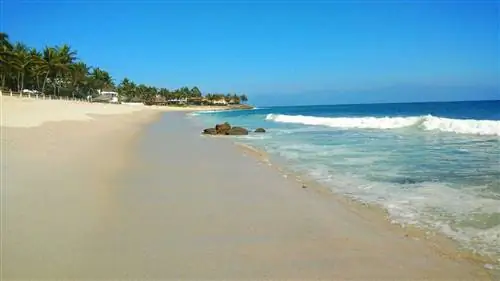 Пляж длиной почти в полмили перед курортом Secrets Bahia Mita.