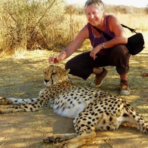 Жанна Блок с гепардом.