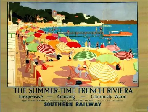 Летнее время на Лазурном берегу согласно туристическому плакату того времени.