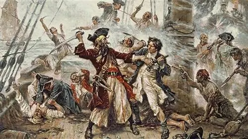 «Пленение пирата Черной Бороды 1718 г. Картина Жана Леона Жерома Ферриса 1920 г., на которой изображена битва армии…