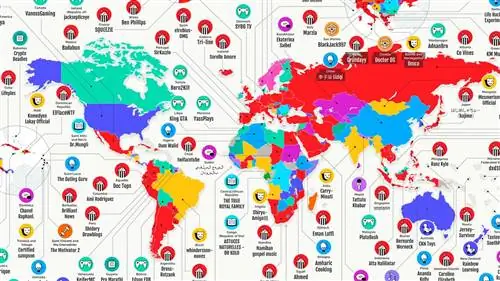 На этой карте показаны самые популярные каналы YouTube в каждой стране