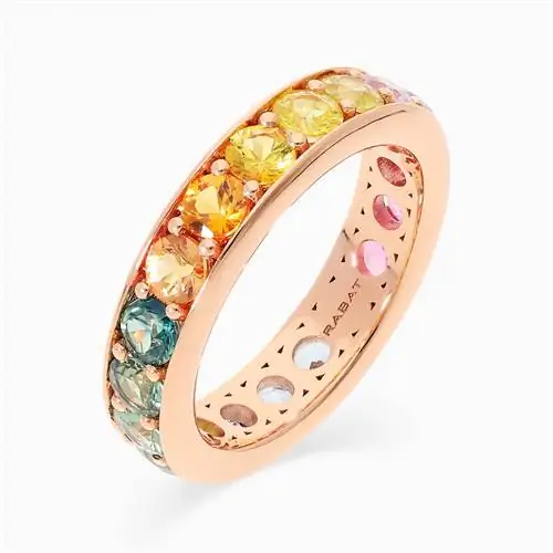 Кольцо из розового золота с разноцветными сапфирами из Рабата