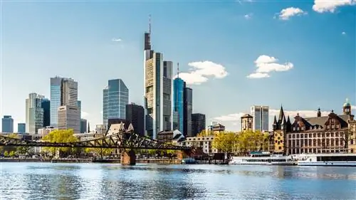 Франкфурт-на-Майне Iron Steg и Skyline Германия