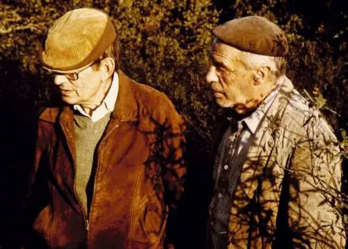 Мигель Делибес Сетин и Франсиско Рабаль на съемках фильма «Святые невинные», 1984 год.