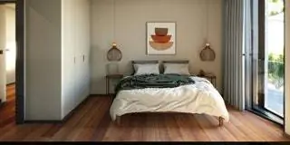 Три элемента деревобетон и растительность