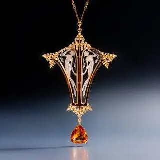 'Подвеска в стиле модерн из алмазного хрусталя и цитриновой эмали'. В EPOQUE FINE JEWELS