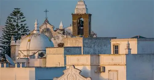 Крыши традиционных домов в рыбацкой деревне Ольян недалеко от Фару.