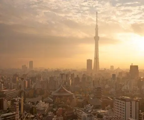 Совершите круиз на вертолете над Токио на закате