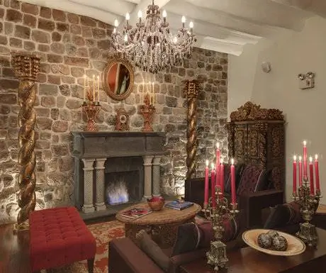 Гостиная с каменной кладкой Аранва