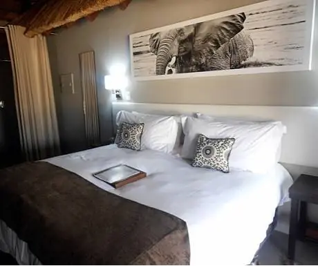 Комфортабельная спальня с ванной комнатой в Monate Game Lodge