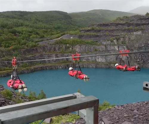 Зиплайн Velocity Zip World в карьере Пенрин, Бетесда