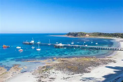 Пирс во Флиндерсе, на Оушен-Бич, возле каменных бассейнов Флиндерса.