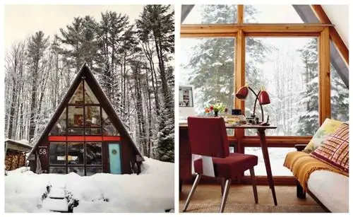 Хижина Airbnb в Нью-Гэмпшире зимой