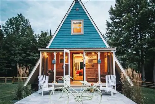 Голубая хижина Airbnb с А-образным каркасом в Вермонте