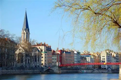 Вид на Лион, Франция, на реке Сона