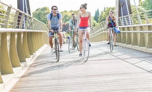 Друзья катаются на велосипедах