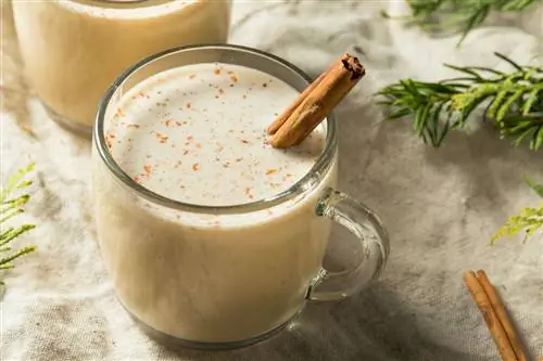 стакан кокито с палочкой корицы на белом фоне