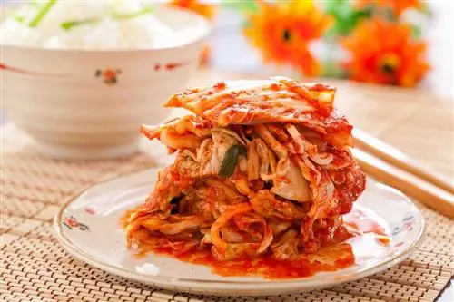 Салат кимчи с рисом