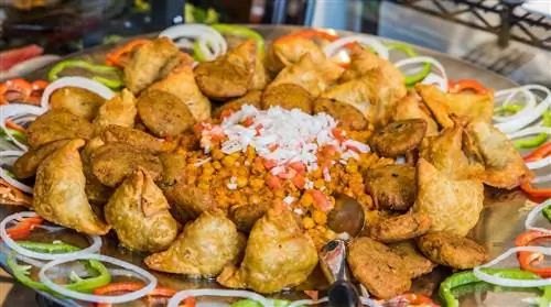 Крупный план красочного чата Samosa
