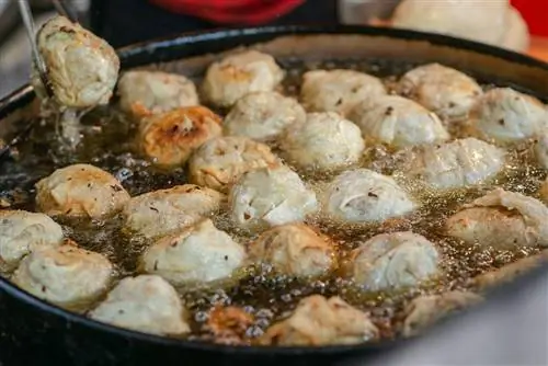 Глубокая, Жареная, Китайская, Булочка, С, Капустой, Начинка, Озеро Солнца и Луны