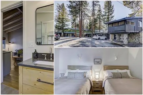 Коллаж экстерьеров и номеров отеля South Lake Chalet на озере Тахо