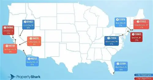 Самые дорогие почтовые индексы в США, составленные на карту