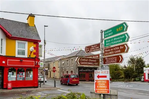 Дорожные знаки на английском и ирландском языках