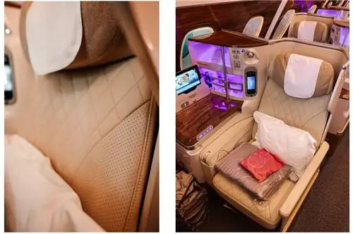 Деталь кожаного сиденья бизнес-класса Эмирейтс A380