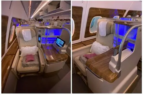 Сиденья с подушками в бизнес-классе Emirates A380