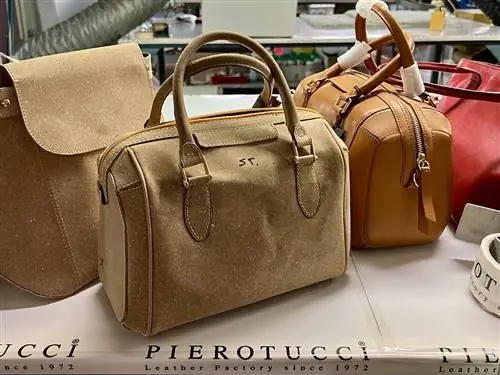 макет картонной сумки и кожаная сумка в pierotucci во флоренции