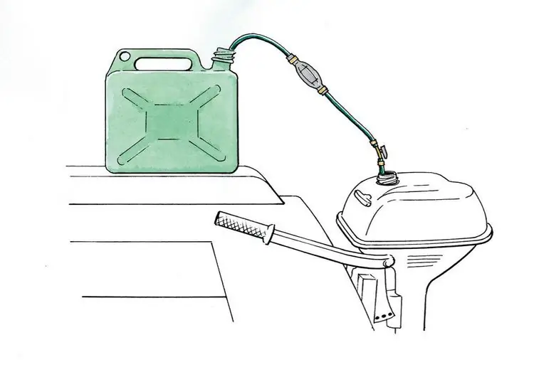 Заправляйте подвесной двигатель, не оставляя разливов